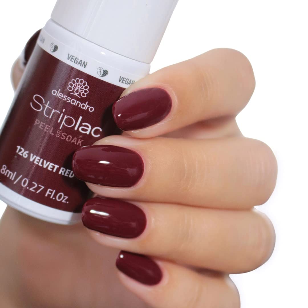 alessandro Striplac Peel or Soak Nail Polish - 126 Velvet Red for Women - 0.27 oz