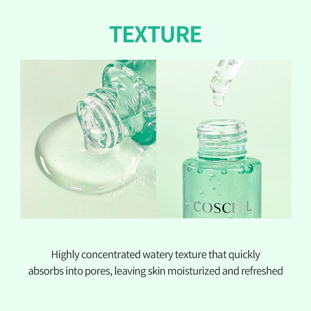 COSCELL Green Papaya PDRN Pore Ampoule - Lightweight Korean Pore Serum for Rough Skin Texture and Daily Hydration, Fresh Non-Sticky Glow Serum 30ml / 1.01 Fl Oz