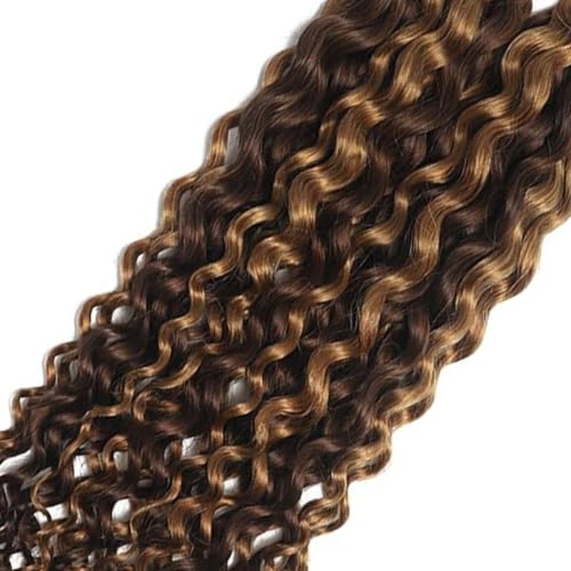 Human Braiding Hair Water Wave Bulk Human Hair For Braiding No Weft Wet And Wavy Human Hair Braiding Hair Extensions For Boho Braids 2 Bundles Human Hair Per Pack 100g (18inch, 4/27#)