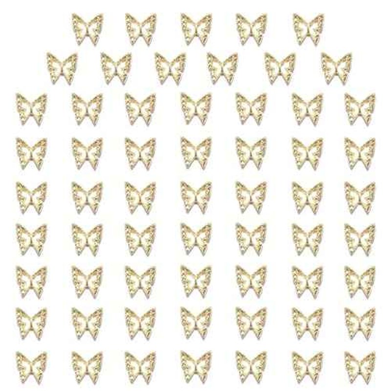 60pcs Golden Butterfly Nail Charms Bulk 3D Butterflies Charms for Acrylic Nails, Nail Alloy Studs Charms Nail Art Jewels Decor Supplies Accessories Supply for Nails Face Makeup Body DIY Crafts