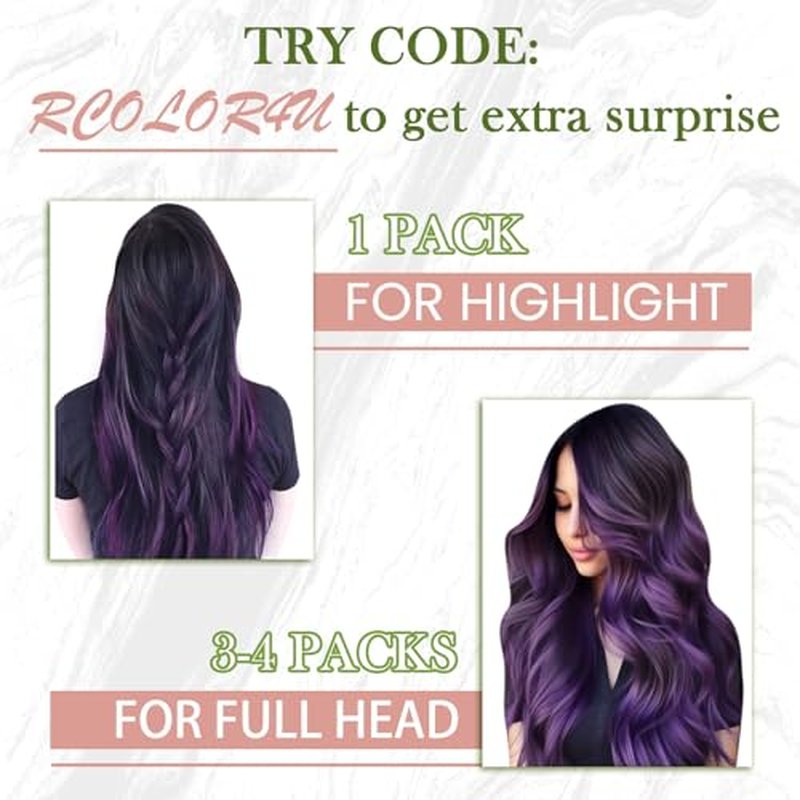 RUNATURE 22 Inch Microbead Hair Extensions Purple Human Hair, Micro Link Extensions Pre Bonded Microloop Long Colorful Purple Hair Extensions for Highlight Party 25g 25s