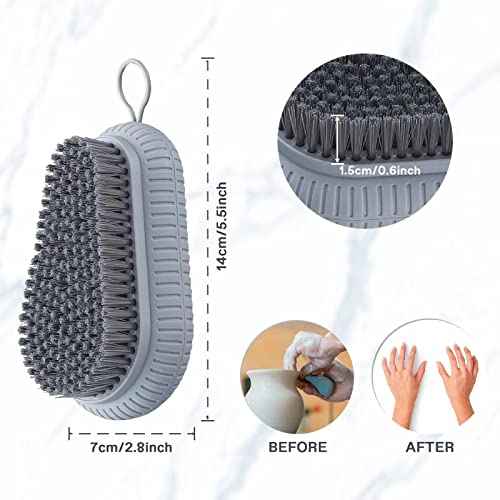 VWMYQ Heavy Duty Fingernail Scrub Brush, Durable Stiff Bristles Hand and Nail Cleaning Brush for Men & Mechanics (Hand Wash Brush - Grey)