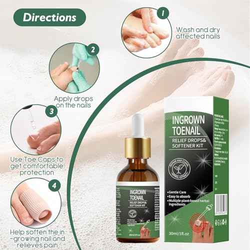 Ingrown Toenail Treatment ? 30ml Softening & Conditioning Kit for Easy Trimming with Silicone Gel Toe Caps ? Comprehensive Ingrown Toenail Removal Solution