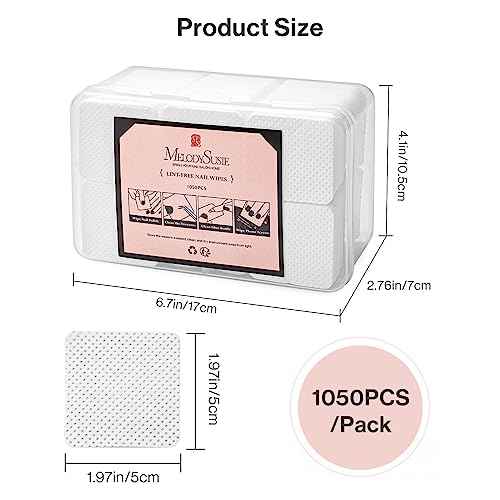 MelodySusie 1050Pcs Lint Free Nail Wipes Super Absorbent Soft Non-Woven for Fingernail Polish Remover and Eyelash Extension Wipes for Nail Art