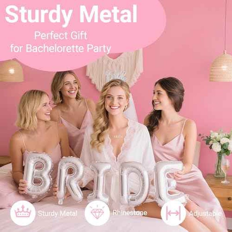 3Pcs Bride to Be Headband with Sash and Veil for Bachelorette Party Decorations, Bridal Shower Accessories for Gift, Favors - Silver