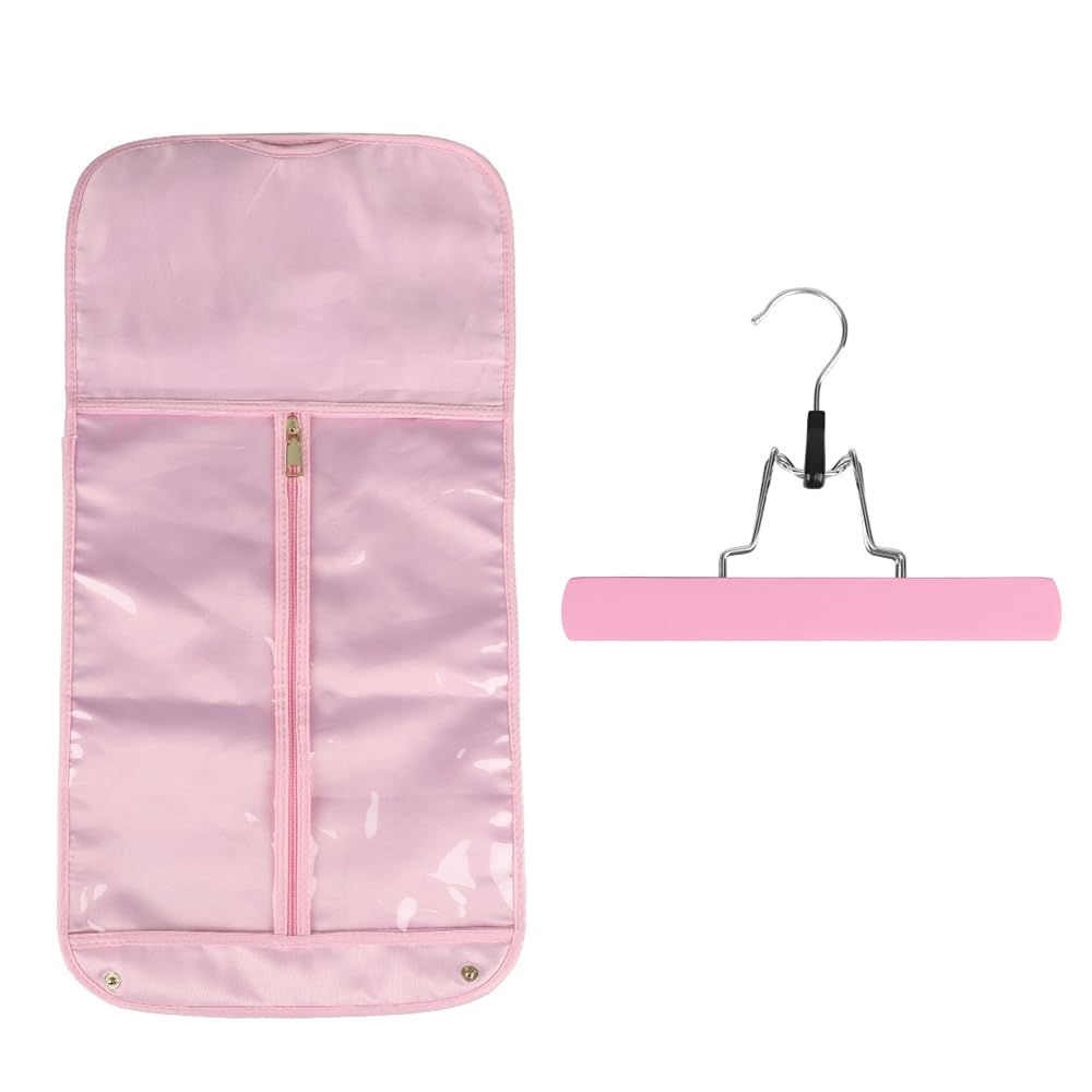 GlamorDove Silk Hair Extension Storage Bag Portable Satin Wig Bags Storage Bags with Hanger for Hairpieces Wooden Hanger Carrier Satin Bags for Wigs Hair Display