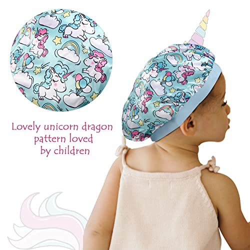 4 Pcs Silk Bonnet for Sleeping Kids Bonnets for Girls Baby Satin Sleep Cap Hair Wraps for Curly Natural Hair Elastic Wide Band