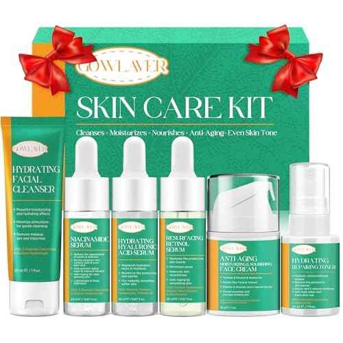 Skin Care Set for Women Teen 6 Pcs - Hydrating & Anti-Aging Facial Routine Skincare Products,Cleanser,Toner,Retinol Serum,Niacinamide Hyaluronic Acid Serum & Face Cream - Gifts Women Christmas
