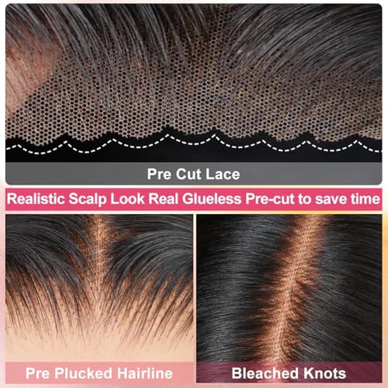 Bob Glueless Wigs Human Hair Pre Plucked Pre Cut 14 Inch 9x6 HD Lace Closure Wig Short Bob Glueless Wigs Human Hair Black Straight Wig Human Hair Wear and Go 200% Density for Women