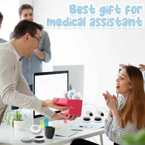 Meanplan 12 Pcs Medical Assistants Gifts Bulk MA Folding Hairbrushes with Mirror Medical Assistant Appreciation Gifts for MA Week Doctor Nurse Accessories Christmas Party Favor