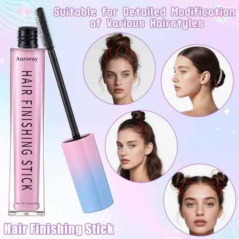 7Pcs Hair Finishing Stick Set with 1Pcs Slick Back Brush,1Pcs Fly Away Stick for Hair,50PCS Bobby Pins,400Pcs Elastic Rubber Bands