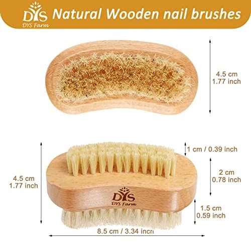 Generic Wooden Fingernail Nail Brushes for Cleaning, Natural Boar Sisal Bristle Two-sided Non-slip Hand Foot Nails Cleaner Scrubber for Men Women Kids