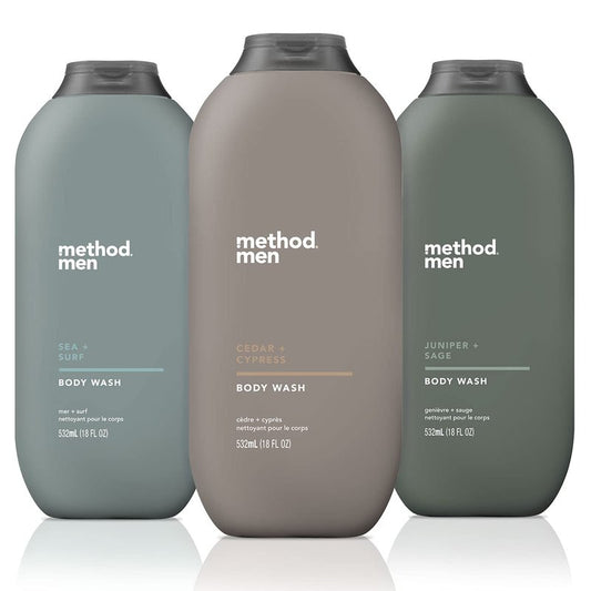 Method Men, 3-pack Body Wash 18 Oz Each (Sea + Surf, Cedar + Cypress, Juniper + Sage)