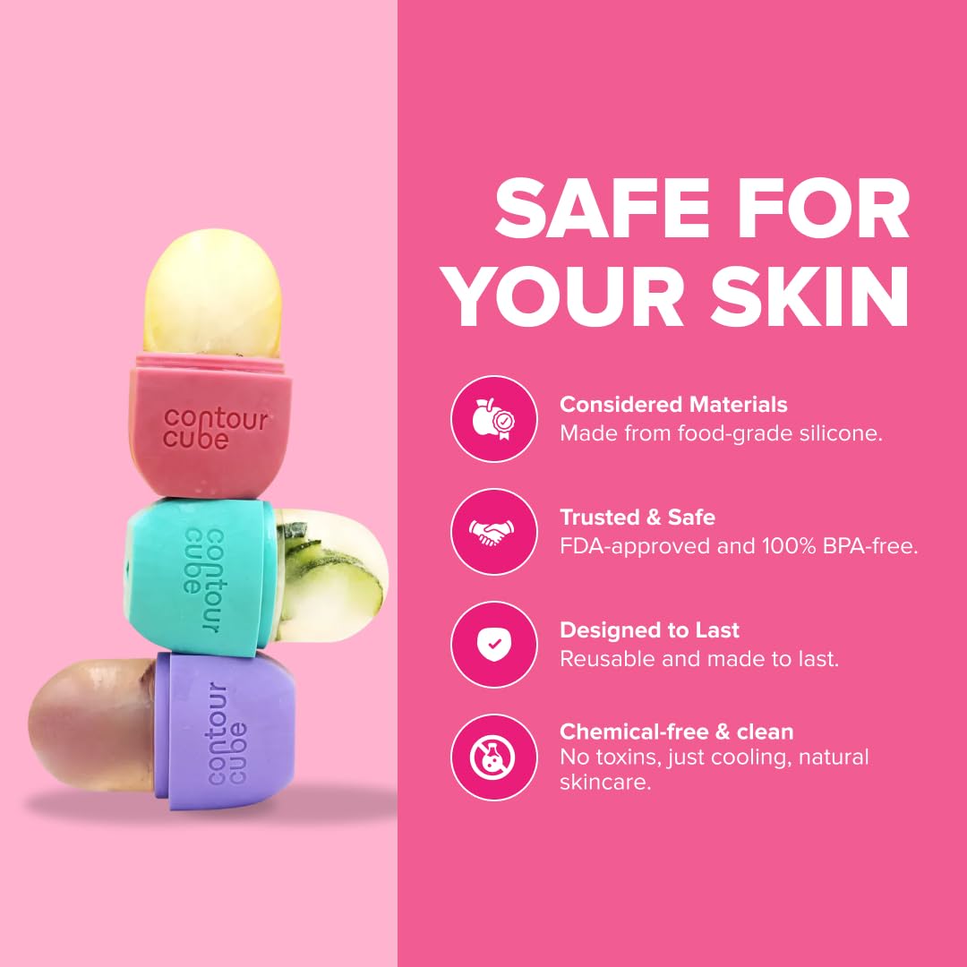 Contour Cube Mini - Revolutionary Ice Roller for Sculpting & De-Puffing - Face Ice Roller & Massager - Ice Mold for Face - Compact Skin Care Tools for Daily Skincare & Travel - Original Pink