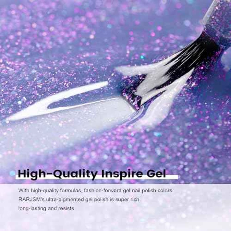 RARJSM 15ML Mermaid Glitter Gel Nail Polish Blue Purple Shell Gel Polish Pink Purple Shimmer Nail Gel Polish Soak off UV Blue Changing Glitter Sequins Gel Polish for Nail Art DIY Salon at Home
