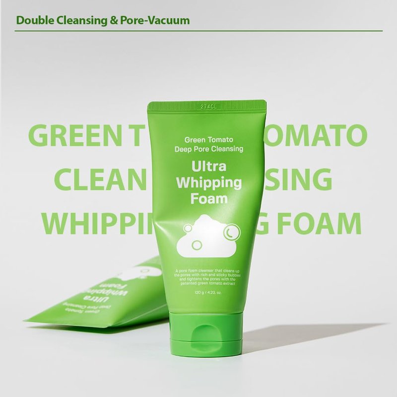 SUNGBOON EDITOR Green Tomato Deep Pore Cleansing Whipping Foam 4.24 oz | Korean Foaming Face Wash for Oily Skin | Blackhead Remover & Pore Minimizer | Hydrating Skincare