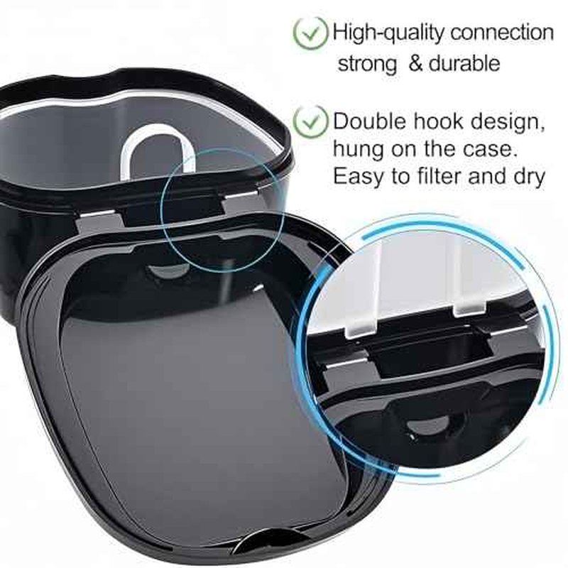 2 Pack Travel Denture Bath Case Set Orthodontic Dental Box Case with Brush, Denture Soaking Cup False Teeth Retainer Container for Clear Braces, Mouth Guard, Night Guard