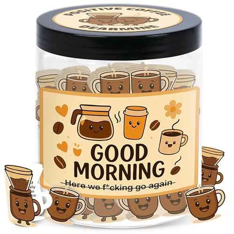 60 Positive Coffee Cards Jar, Coffee Gifts For Women and Men, Dad, Mom, Coffee Themed Lover Gift, Emotional Support Latte, Cheer Up Funny Gag Gifts for Best Friends, Coworkers