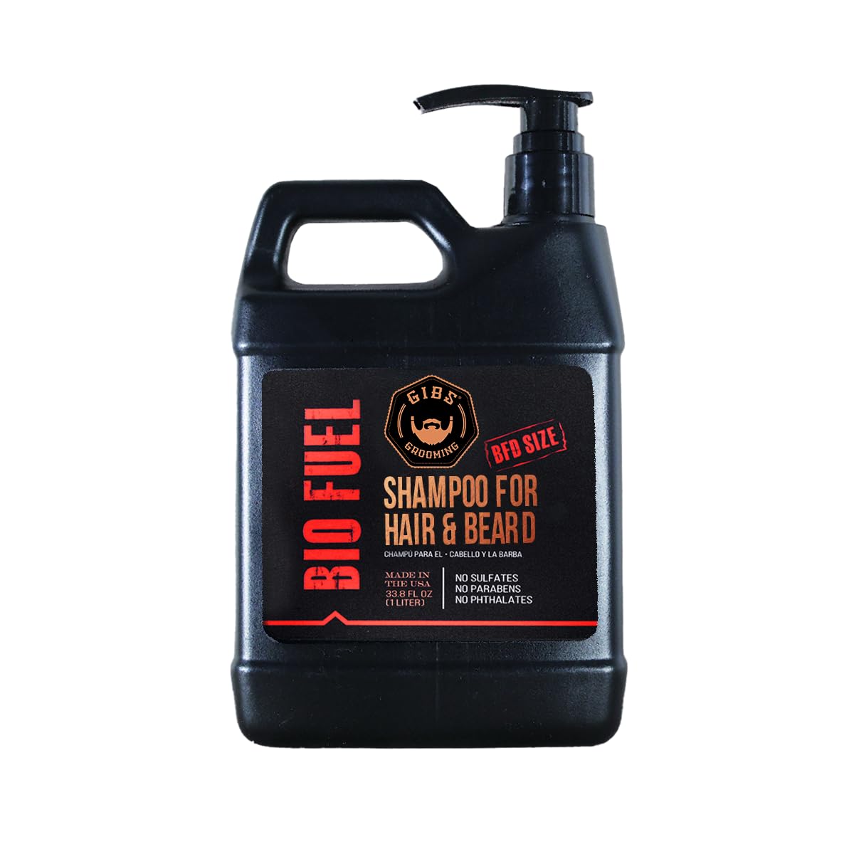 GIBS Bio Fuel Shampoo - Moisturizing Hair & Beard Cleanser | 1 Liter