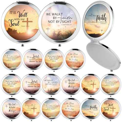 18 Pcs Christian Compact Mirrors Gifts for Women Bulk Religious Pocket Mirror with Bible Verse Inspirational Scripture Quote Church Gifts for Ladies Church Congregation Group Party Favors