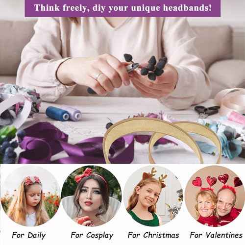 Wecoe 10pcs Suede Like Wide Headbands - Non Slip Fashion DIY Costume Hair Accessories for Women & Girls - Neutral, White, Grey, Yellow, Blue, Brown