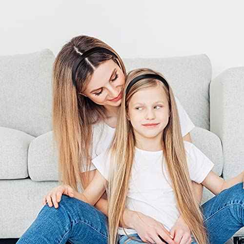 36 Pcs Black Plastic Headbands with Teeth Comb for Women Girls,9mm Hard Plain Thin Hair Bands DIY Accessories for Lady,Sold