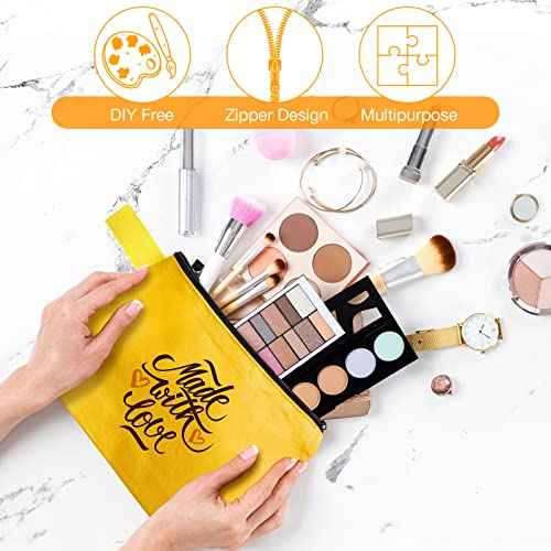 Frienda 40 Pack Canvas Makeup Bags Bulk Cosmetic Bags with Bottom Travel Canvas Zipper Pouch Multi Purpose Blank for Women Purse Toiletry Pencil DIY Craft, 10 Colors(7.4 x 5.1 x 1.7 Inch)