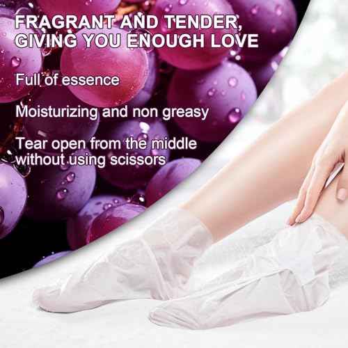 SULADEC Moisturizing Foot Mask with Grape Seed Oil and Shea Butter, Hydrating Foot Masks for Dry Cracked Feet, Dry Skin Moisturizer for Soft and Smooth Touch Feet - Men Women - 7 Pairs