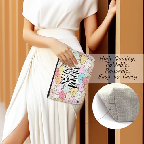 Cute Bunnies Makeup Bag Bunny Gifts Cosmetic Travel Bag Bunny Accessories Decor Stuff for Animal Bunnies Lovers Women Breeder Coworker Girls Best Friend Funny Skincare Bags for Christmas Birthday