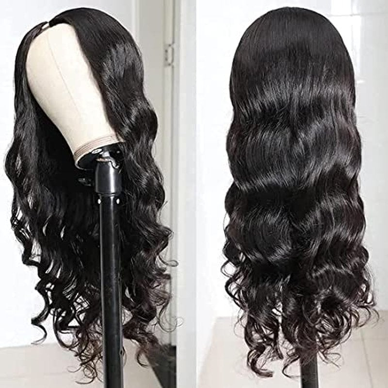 V Part Wigs Body Wave Brazilian Virgin Human Hair Wigs For Black Women Upgrade U Part Glueless Wigs Full Head Clip In Half Wig V Shape Wigs No Leave Out Lace Front Wigs 180% Density 14Inch