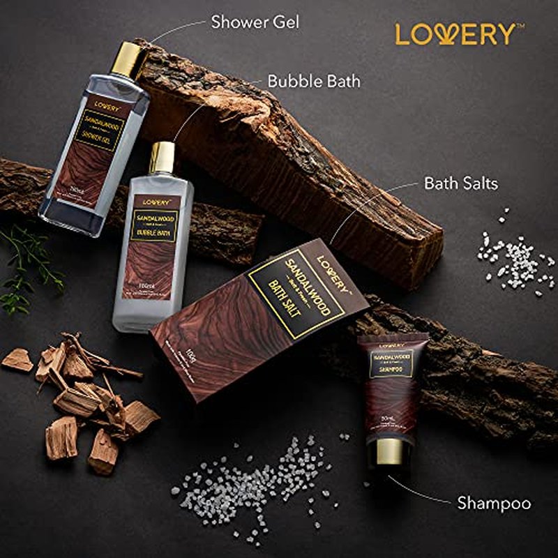 Christmas Mens Gift Set, 14Pc Sandalwood Bath Gift Set, Personal Self Care Kit, Gifts from Son, Relaxing Man Gift Basket for Dad, Boyfriend, Husband, Birthday Basket, Grooming & Skin Care for Men