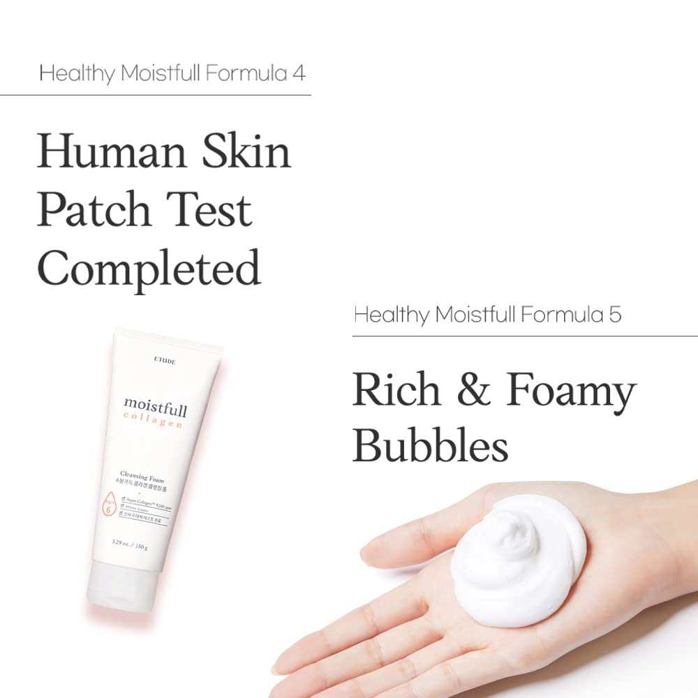 Moistfull Collagen Cleansing Foam - Gentle Face Wash with Super Collagen & Lupinus Albus Protein | 5.29 Ounce