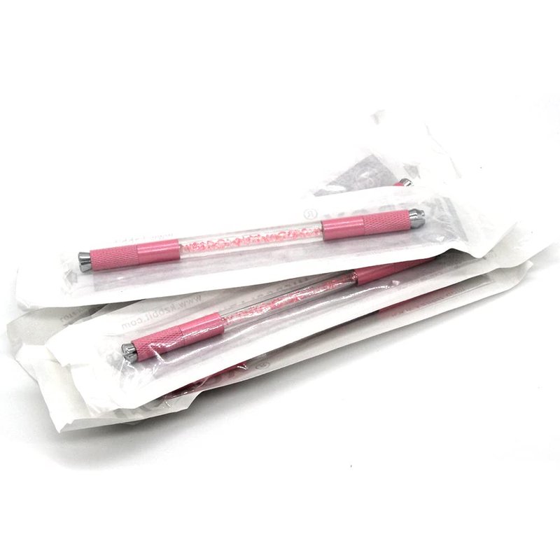 10 KZBOY Pink Microblading Handles Double Ends with Lot # and Expiration Date (Pink)