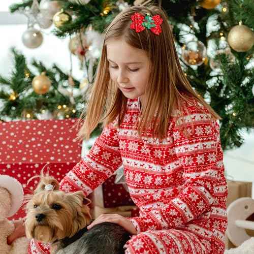 Riceshoot 18 Pcs Christmas Bow Clips Glitter Sequined Gold Silver Hair Pins Santa Snowflake Holiday Hair Accessories Xmas Tree Reindeer Bow Barrettes for Women Birthday Gifts