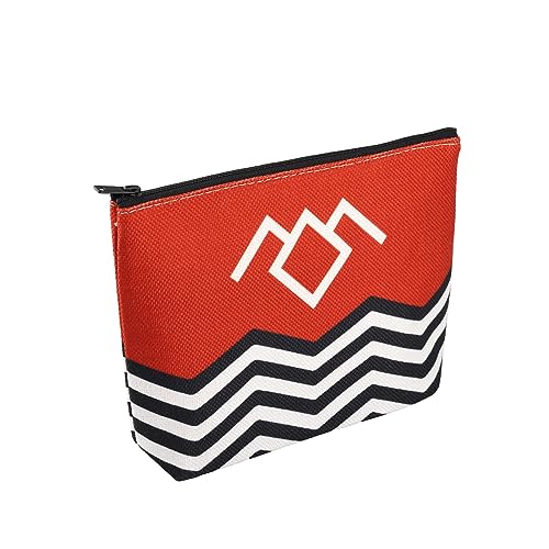 T Peaks TV Show Inspired Red Black & White Welcome To T Peaks Canvas Makeup Bag (Red)