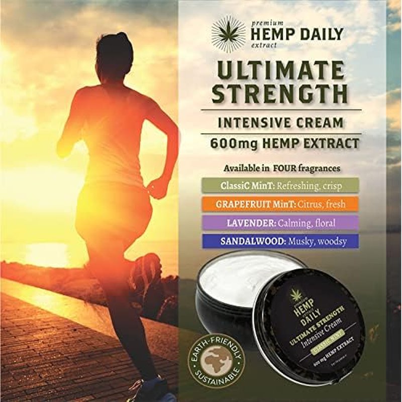 Premium Hemp Extract Daily Ultimate Strength Intensive Cream - Menthol, Argan, Jojoba, Rosehips - Lightweight, Fast-Absorbing Moisturizing Topical Lotion with Essential Oils - Lavender, Single 5oz