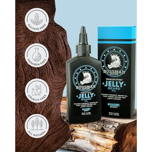 Bossman Jelly Beard Oil for Men (4 oz, Magic Scent) ? Softens, Moisturizes & Conditions with Natural Ingredients