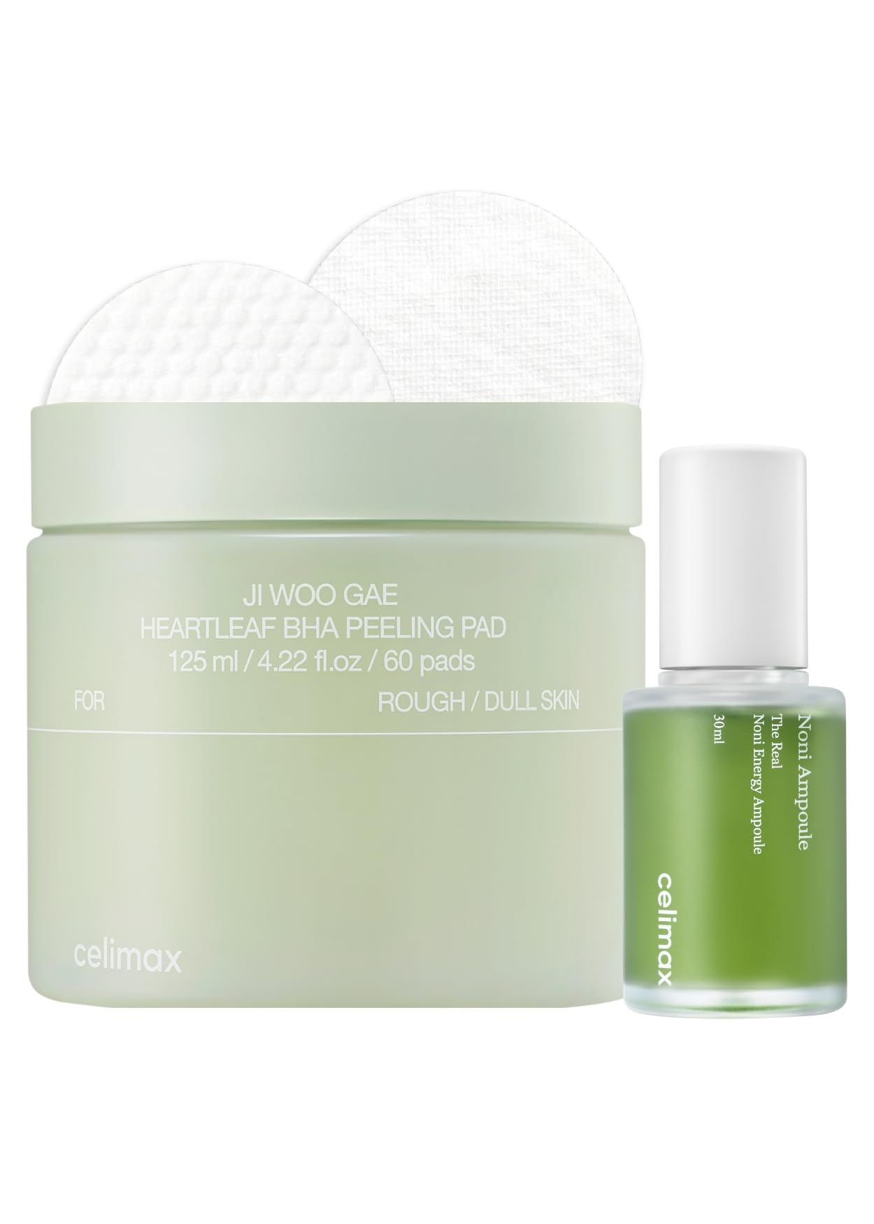 celimax Ji.Woo.Gae Heartleaf BHA Peeling Pad(60 pads) + Noni Energy Ampoule 30ml Bundle