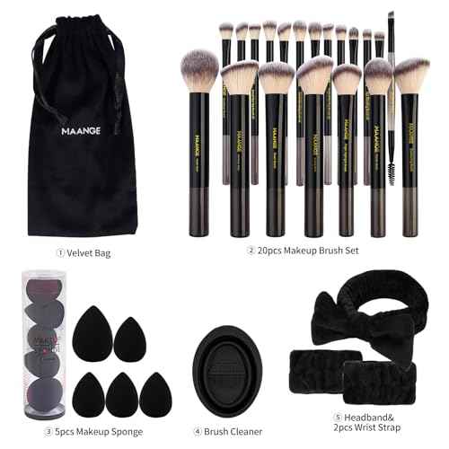 MAANGE Makeup Brushes 30 Pcs Makeup Kit, Multi-functional Makeup Tool Set with 20 Pcs Makeup Brush Foundation Brush Make up Brushes Set with Bag,Black