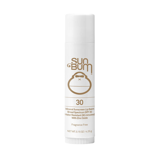 Sun Bum SPF 30 Mineral Sunscreen Lip Balm - Hawaii Act 104 Compliant (Without Octinoxate & Oxybenzone) - Zinc-Based Broad Spectrum UVA/UVB Lip Protection - 0.15 oz Stick
