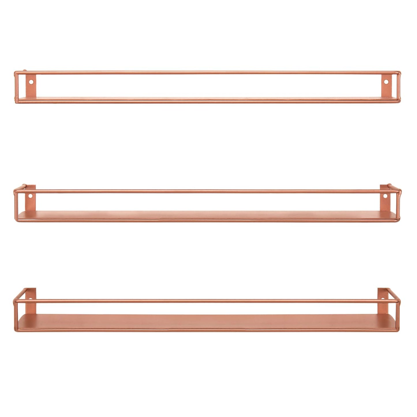 MyGift Modern Copper Metal Wall Mounted Display Racks, Set of 3