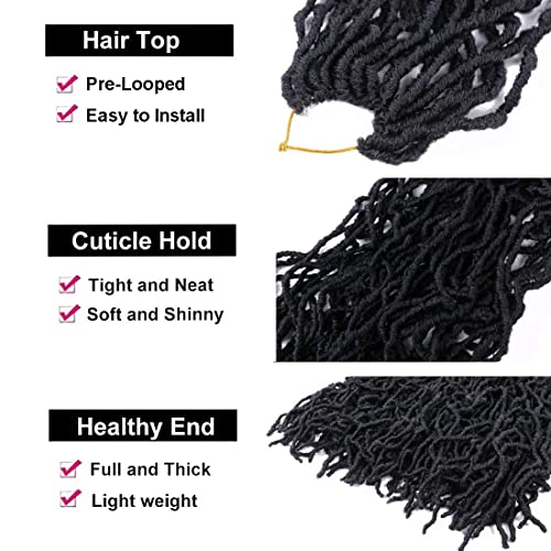 24 Inch Soft Locs Crochet Hair Pre Looped 6 Packs Faux Locs Crochet Braids Goddess Locs Dreadlocs Synthetic Hair For Black Women (1B, 24 Inch (Pack of 6))