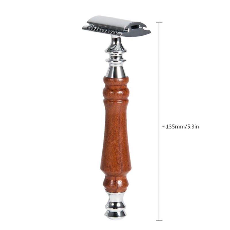 Grandslam Safety Razor Shaving Kit for Men,Pure Badger Hair Brush and Double Edge Safety Razor with Rosewood Handle, Stainless Steel Shaving Stand and Double Layer Large Bowl with 10 Blade