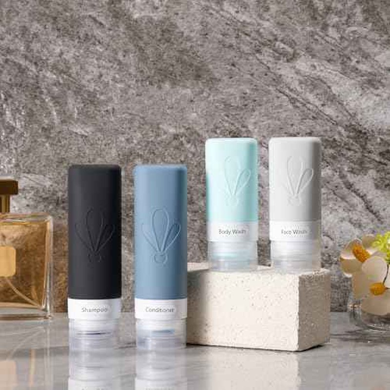 INSFIT 17pack Travel Bottles for Toiletries, TSA Approved Squeezable Silicone Liquid Containers for Shampoo Conditioner Lotion & Body Wash Vacation Travel Essentials with Labels