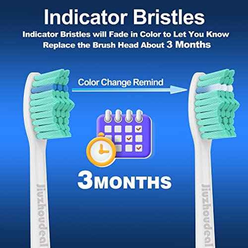 Toothbrush Replacement Heads for Philips Sonicare E-Series, Essence, Elite, Advance, CleanCare Screw-on Electric Toothbrush Heads HX7022/66, 6 Pack