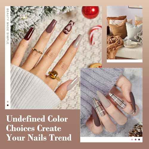 AZUREBEAUTY 30Pcs Dip Powder Nail Kit Starter, 8 Colors Fall Nude Brown Glitter Purple Nude with Nail Sticks, Nail Art Liquid Set with Matte/Base/Top Coat Activator for French Manicure Salon