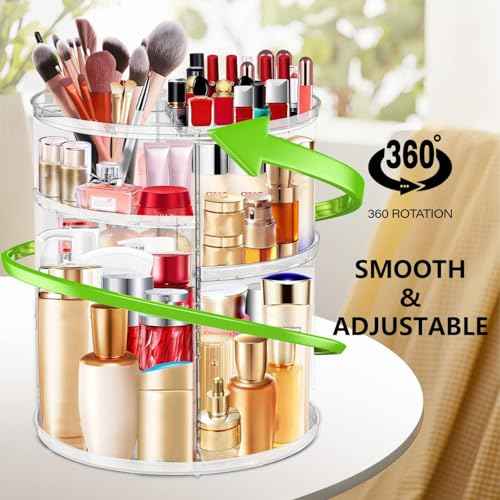 360 Acrylic Rotation Makeup Organizer, Large Capacity, Easy Access, Sturdy, Multi-functional, Great Gift Idea