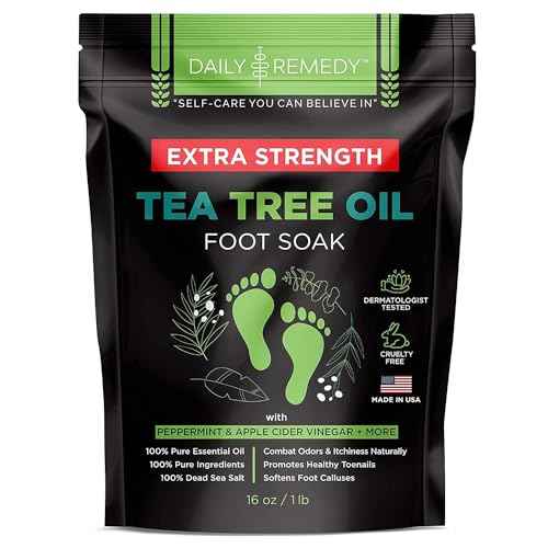 DAILY REMEDY EXTRA STRENGTH Tea Tree Oil Foot Soak w/ Epsom Salt Made in USA Toenails£¬Athlete's Foot£¬Itchy Feet£¬Stubborn Smelly Foot Odor£¬Pedicure Calluses & Soothes Sore Tired Achy Feet 16 oz£¬Black