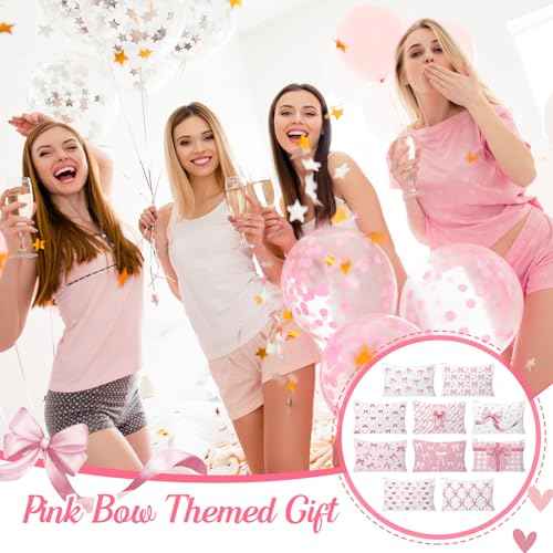 30pcs Pink Bow Makeup Bag Coquette Cosmetic Bags for Women Elegant Bow Preppy Pink Pouch Travel Toiletry Bag Bow Themed Gifts for Women Teens Teen Girls