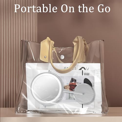 7¡± Magnifying Mirror with Lights,1X/10X Double Sided Lighted Makeup Mirror with Magnification, Rechargeable Battery, Dimmable, 3 Lighting Colors, Chrome